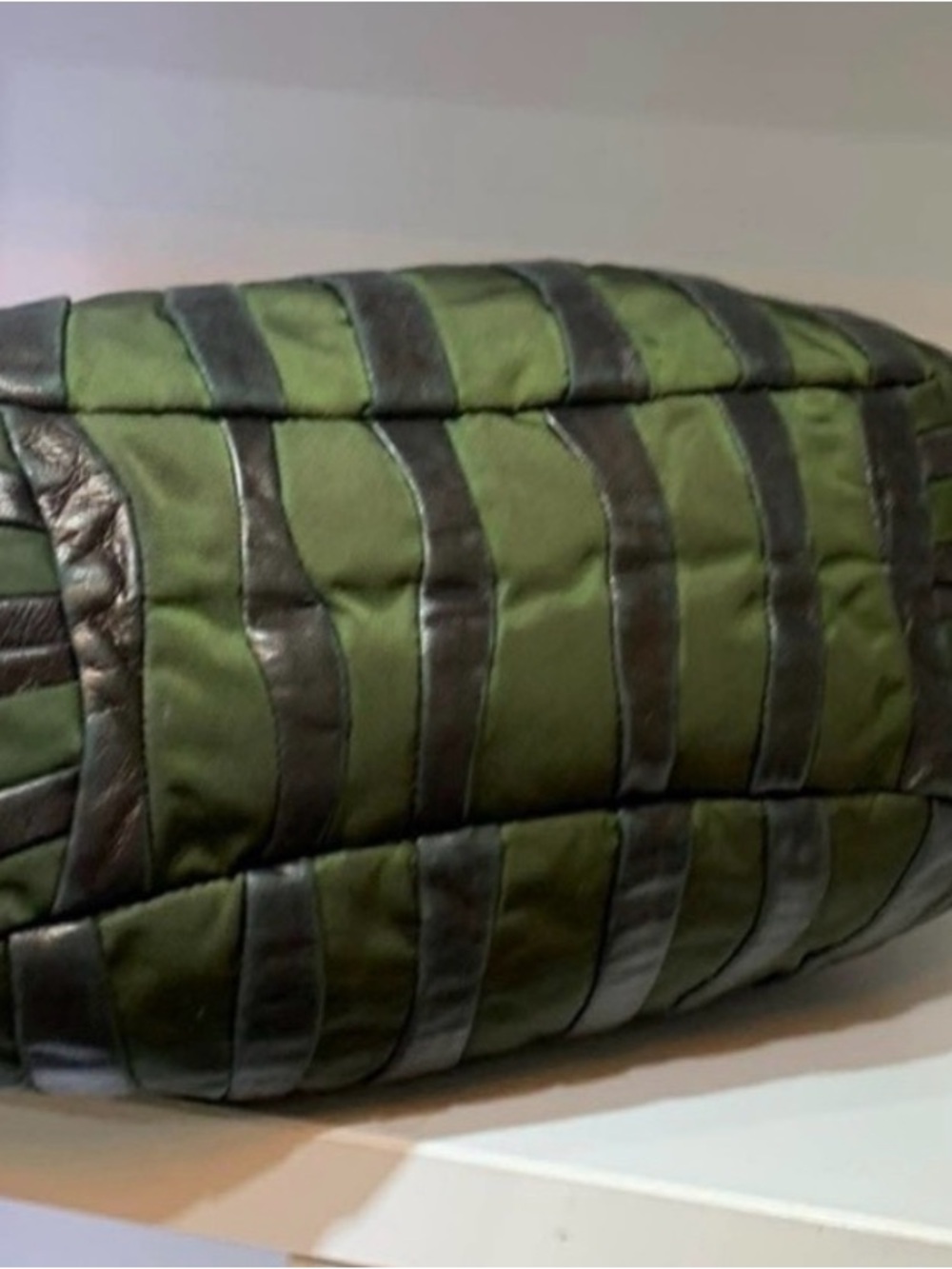 Prada Olive Green Tote with Brown Leather Straps - Picture 3 of 13